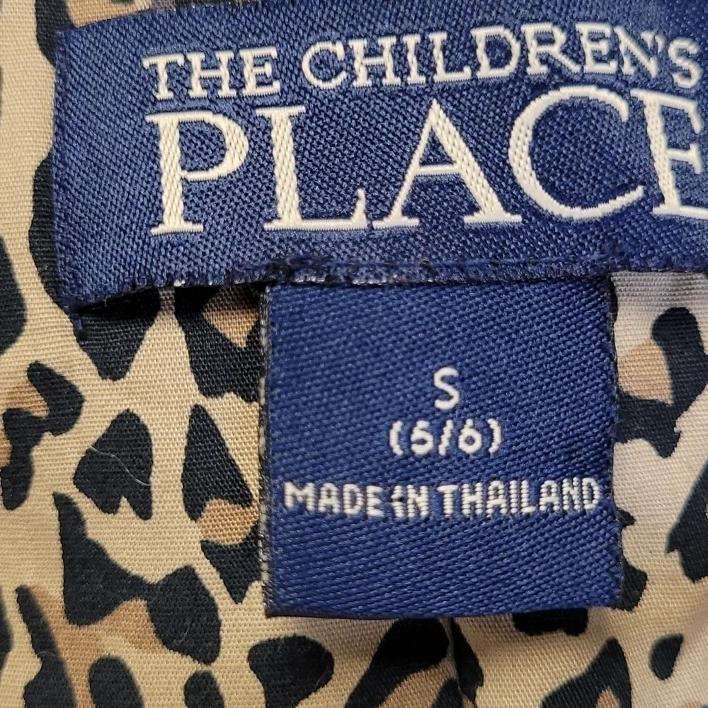 Children' Place Black Multicolored Floral Velvet Peacoat Leopard Details S 5/6